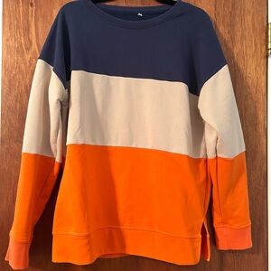 Colorblock Sweatshirt in Navy, Cream, and Orange